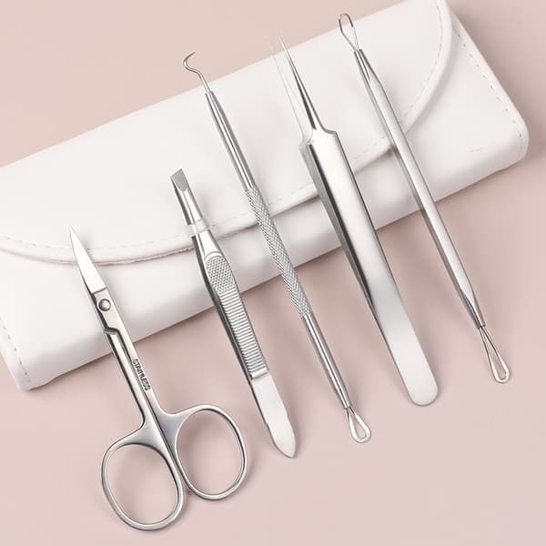 INF 5 kpl Mustapäiden poistotyökalut Pimple Removal Tools Akneneulat Set Hopea
