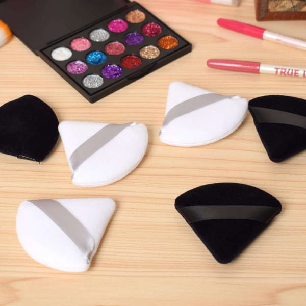 6 stk Trekantede Makeup Svampe Powder puff Vaskbare makeup svampe Hvide