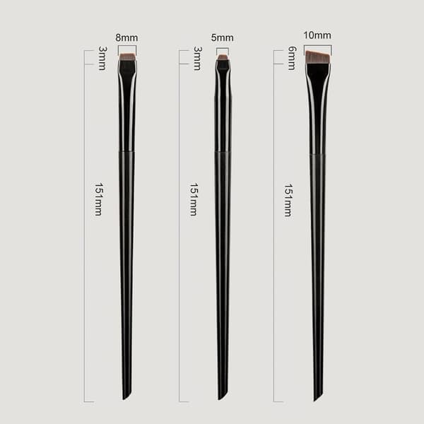 3stk Makeup Børster Øjenskygge Eyeliner Øjenbrynsmakeup - Sort
