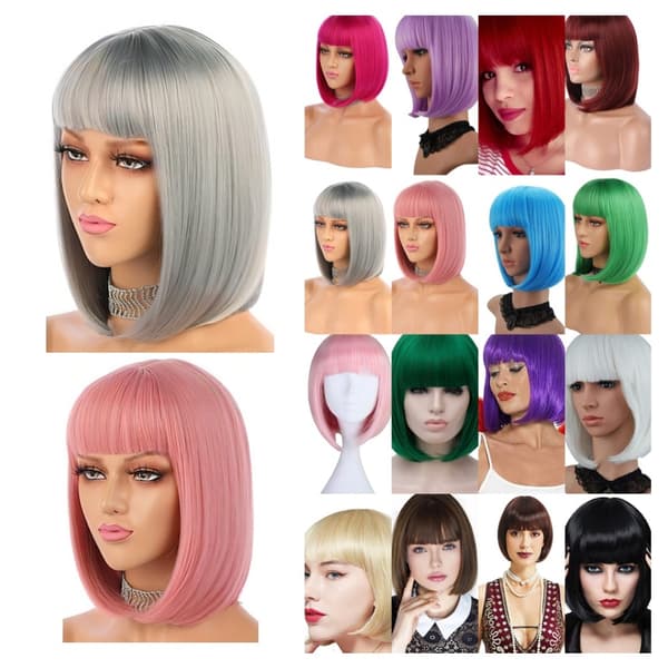 Syntetisk parykk for Party, Pride, Parader og Cosplay Svart