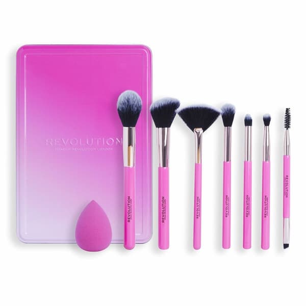 Meikkiharjasetti Revolution Make Up The Brush Edit Pinkki 8 Kappaletta