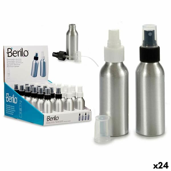 Sprayflaske Berilo CH9979-2 Hvid Sort Gennemsigtig Sølvfarvet Aluminium polypropylen 100 ml (24 enheder)