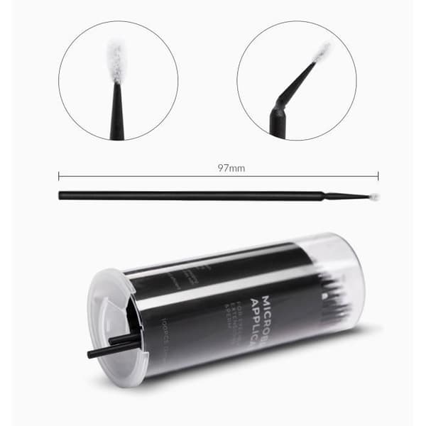 Mikroapplikatorborstar 2 mm Nanolash 100 st - ögonfransmikroborstar, mikroborste för ögonfransförlängning