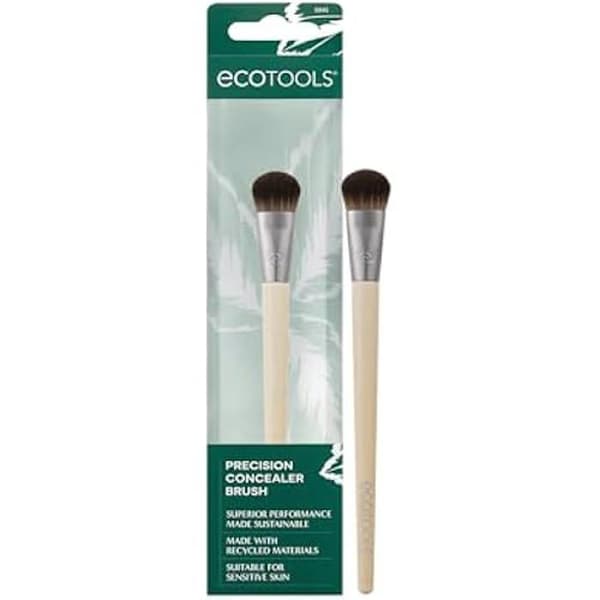 EcoTools Precisionsconcealer Makeup Brush, För att dölja under ögonen och imperfektioner, Skulptera huden, Fungerar med vätska och kräm