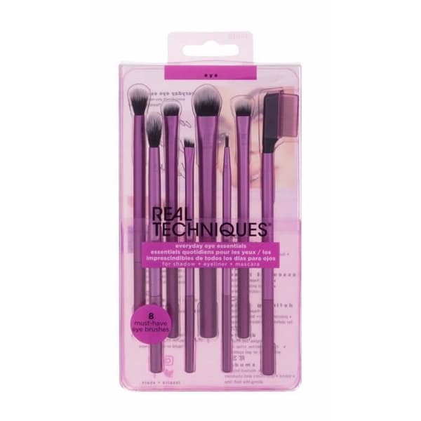 Makeupborste - Real Techniques - Eye Essentials - 8 delar - Rosa färg - Perfekt ögonmakeup
