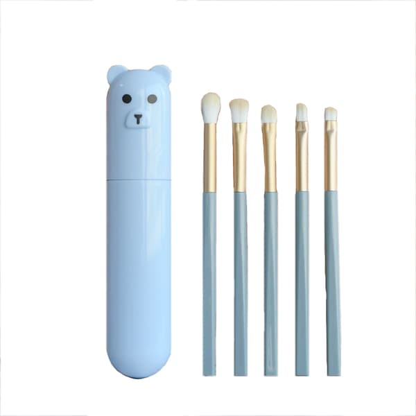 INF Makeup Brush Set - 5 Borstar med Hållare Blå
