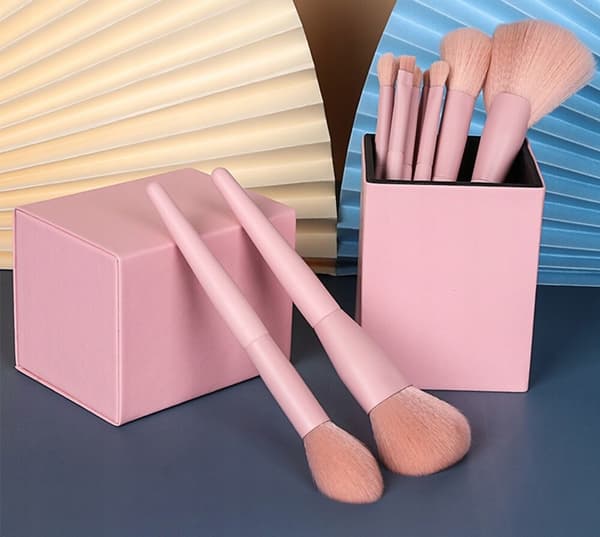 Elegant sminkborsteset 11 delar + etui, nude