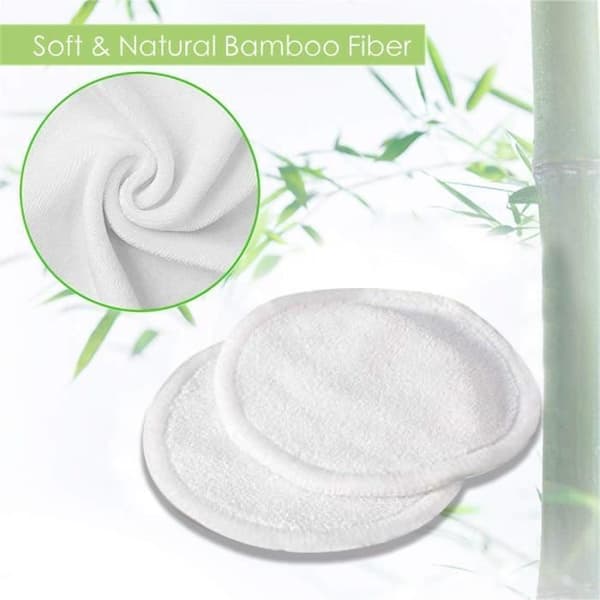 Ekologisk återanvändbar organisk bambu sminkborttagning bomullsrondeller Fyrkantig smink 16 delar tvättbar väska Ekobiologisk fiber