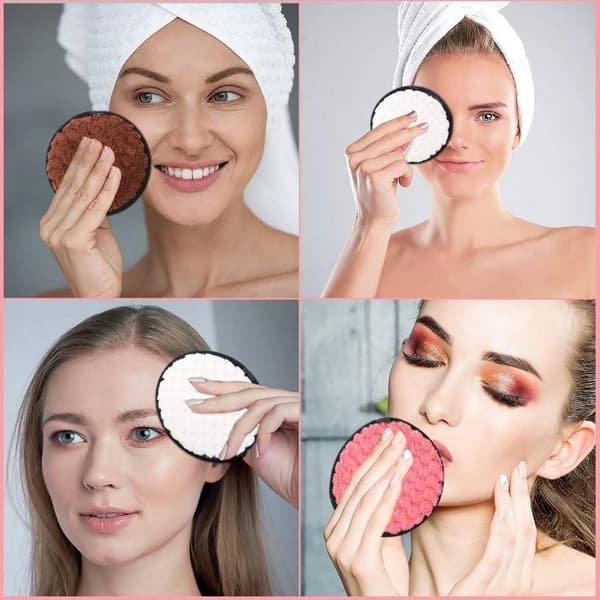 Tvättbar Makeup Remover Bomull 6st, Tvätta Ansiktet Djuprengöring Lata rengöring Båda sidorna Rengöringsduk