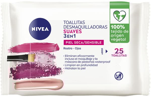 Gentle 3-in-1 Makeup Removal Wipes Nivea 25 units