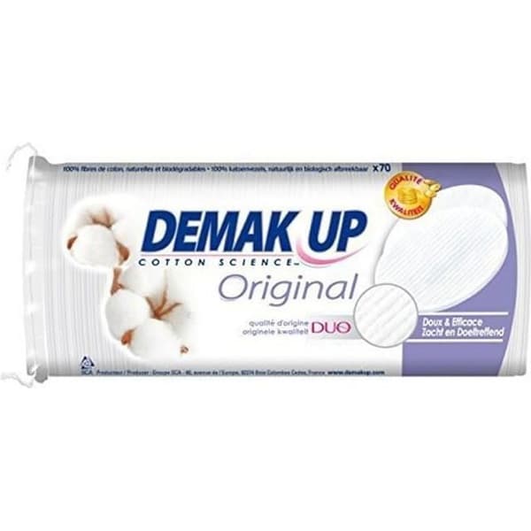 Ovala bomullsrondeller för att ta bort smink 70x Demak'Up