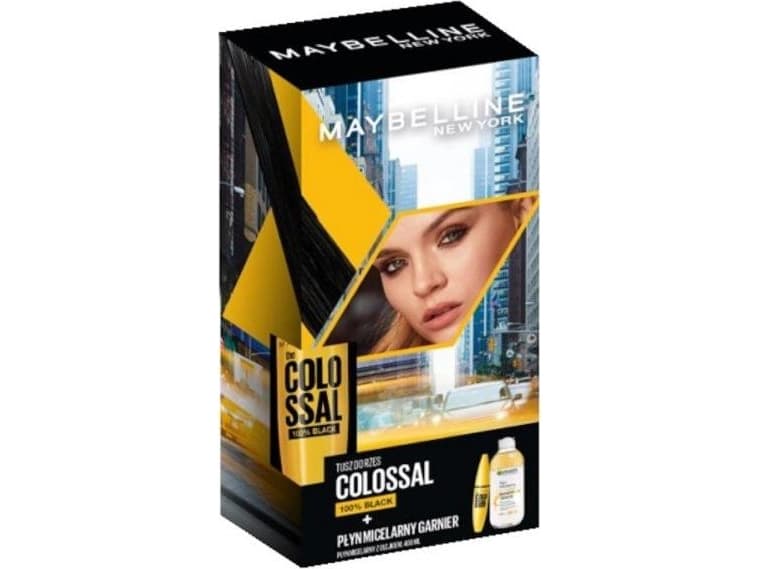 Maybelline MAYBELLINE_SET Colossal 100% Black Mascara Mascara 10.7ml + Garnier Skin Naturals Micellar Water with Oil 100ml