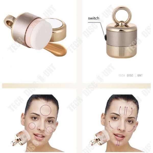 TD® Electric Makeup Sponge Ny kvalitets multifunktions 3D mikrofrekvensverktyg med 2 extra svampar Guldfärg