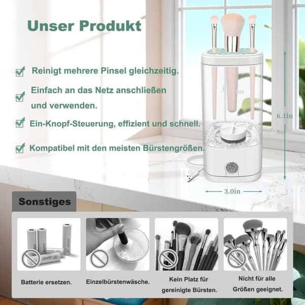 Lollanda Electric Makeup Brush Remover – Täysautomaattinen syväpuhdistus – Kannettava kauneudenpuhdistusaine – Sopii useisiin sivellinkokoihin