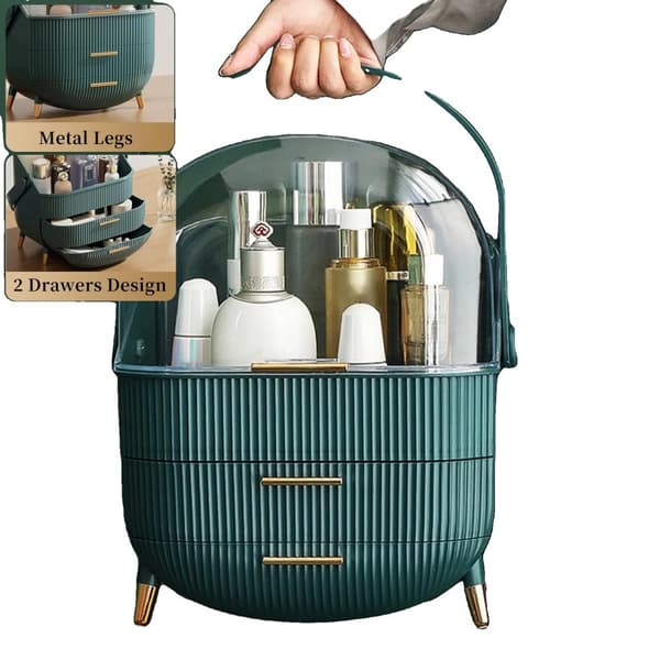 Kosmetiikkasäilytyslaatikko, Elegantti muotoilu, Vesitiivis ja pölytiivis,vihreä