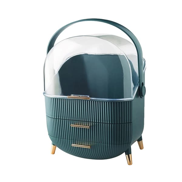 Makeup Organizer, Elegant Design, Rymlig Förvaring, Dammtålig och Vattentålig,grön
