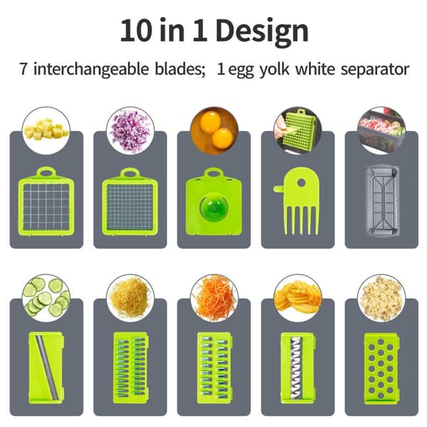 Vegetabilsk skære-multifunktionel vegetabilsk chopper mandolin 14-i-1