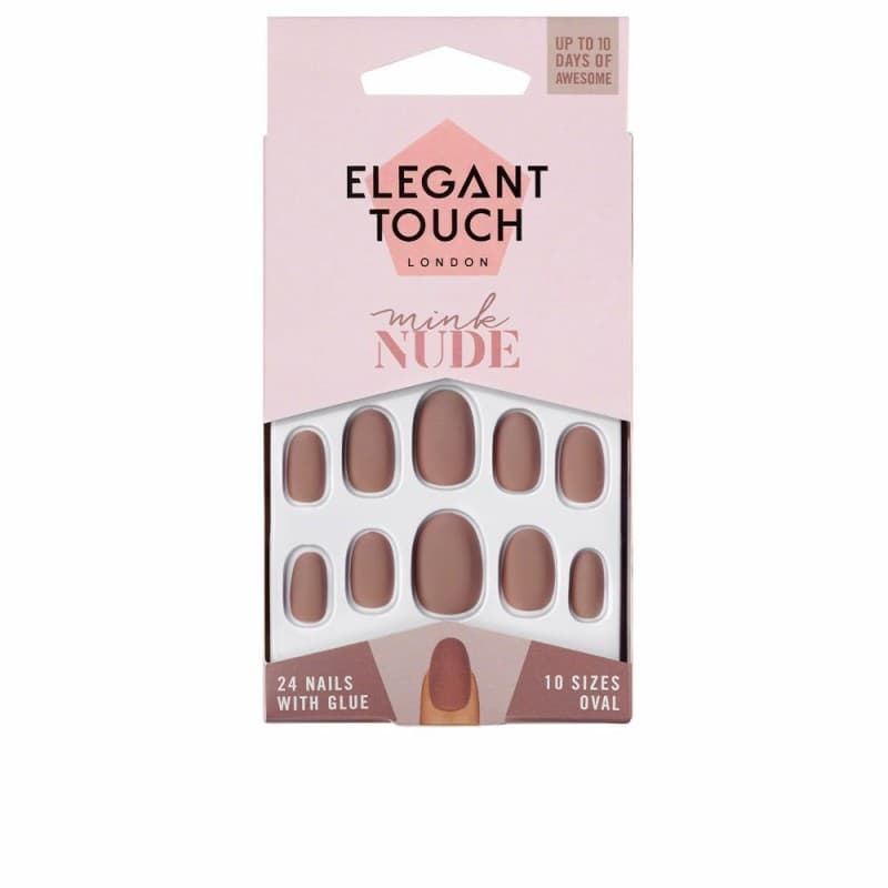False Nails Elegant Touch Polished Colour Oval Mink Nude (24 uds)