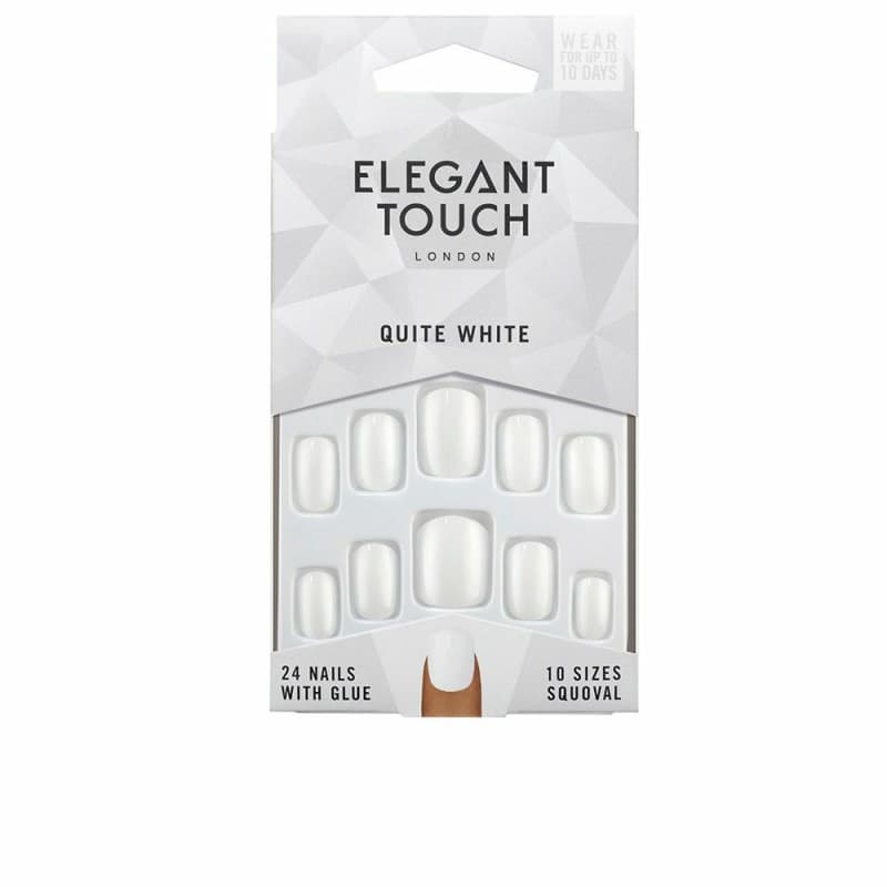 False Nails Elegant Touch Polished Colour Rundad Quite White (48 uds)