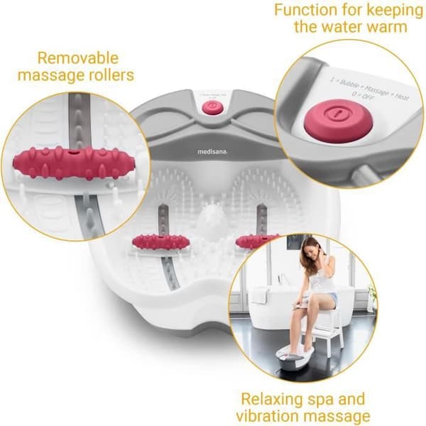 MEDISANA - FS 300 - Fotbad - Vit - Spamassage och avslappnande vibration