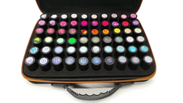 Resväska, förvaringslåda för 60 nagellack, etui. Orange ask