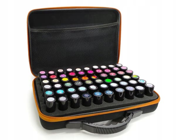 Resväska, förvaringslåda för 60 nagellack, etui. Orange ask