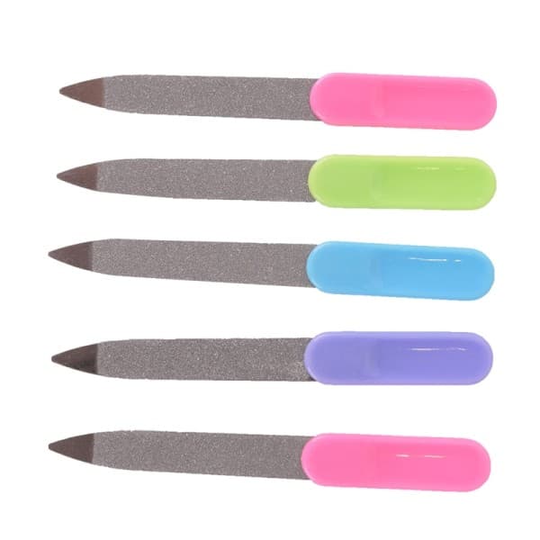 5 stk Nail Art Buffer Filer Plastik Håndtag Metal Dobbeltsidet Negle Filer