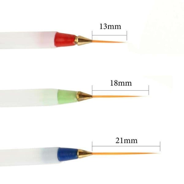 3 neglebørster for nail art - 13, 18, 21 mm