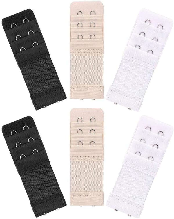 3-pak BH forlængere - Sort, Hvid, Beige - 2 kroge