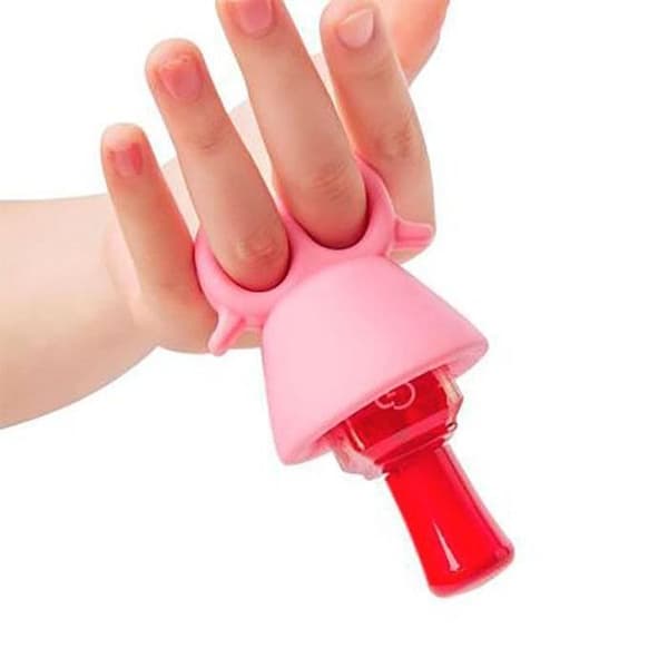 SHOP-STORY - Ring för nagellackshållare för manikyr och nagelkonst Rosa färg lack flaskhållare