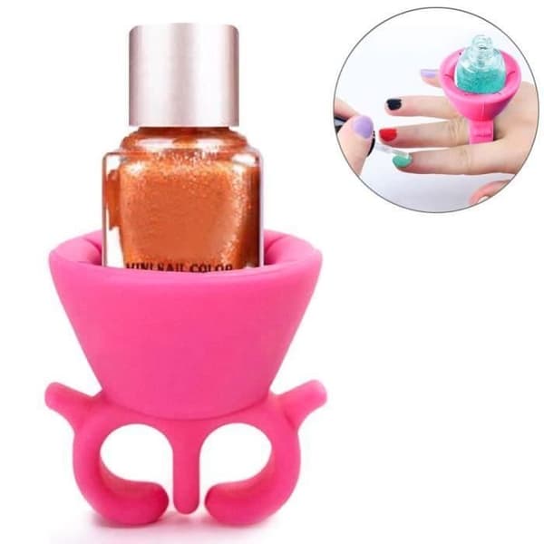 SHOP-STORY - Ring för nagellackshållare för manikyr och nagelkonst Rosa färg lack flaskhållare