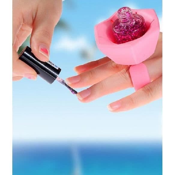 Rosa mjuk silikonringhållare för nagellack - praktisk och lätt