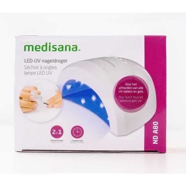 UV LED-spiklampa - MEDISANA - ND A80 - 2 i 1 för alla UV-geler och lacker - Timers - 2 intensiteter - Automatisk avstängning