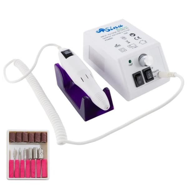 SINA Professional Electric Sander Kit Manikyr Nagelfil Eco Line Modell Vit