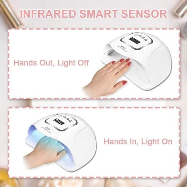 UV-lampa nageltork, 150W UV LED professionell automatisk nageltork, för semipermanent gellacklack