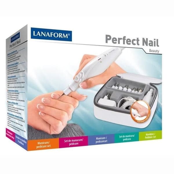 LANAFORM PERFECT NAIL elektrisk manikyr/pedikyr kit - 9 tillbehör för att vårda och försköna dina naglar