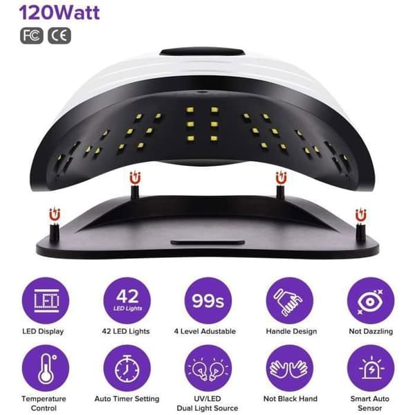 120W UV-lampa för professionell nageltorkning, UV LED nagellampa för gel, automatisk sensor, 4 timer 10/30/60/99S, UV MANIKYR LAMPA