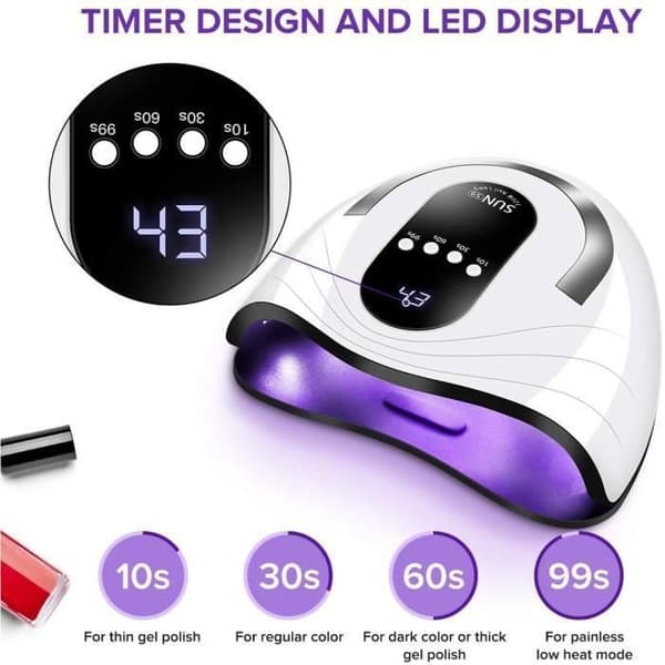120W UV-lampa för professionell nageltorkning, UV LED nagellampa för gel, automatisk sensor, 4 timer 10/30/60/99S, UV MANIKYR LAMPA