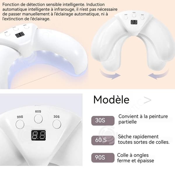 INN Nagellampa 18 lamppärlor med 3 hastighetsinställningar Liten smart induktionsspiklampa UV-lampa Nagelgel