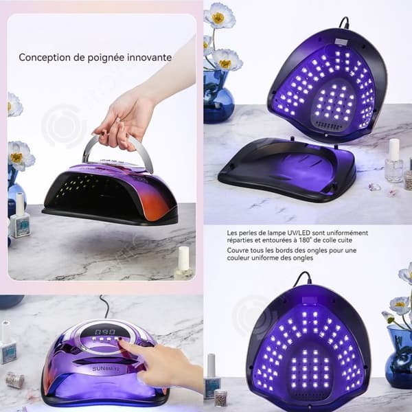 INN Nagellampa 20x22,5x11,5cm 72 lysdioder 300w 4 nivåer justering och intelligent detektering förhindrar svarta händer UV-lampa har lackad