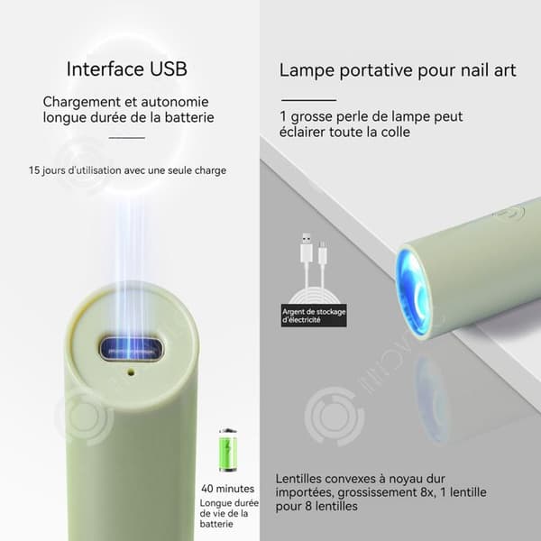 INN Nagellampa 10x2.1x1.8cm led 3W 2 nivåer timer portabel mini uv led spiklampa med usb uppladdningsbar uv a vern lampa