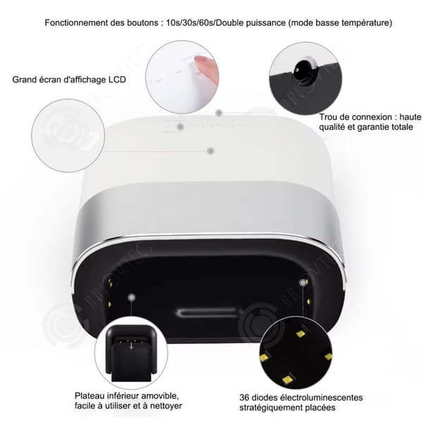 INN Nagellampa 48W Torkgellackhärdande ljusmaskin med automatisk sensor och LCD-skärm för hem och salong