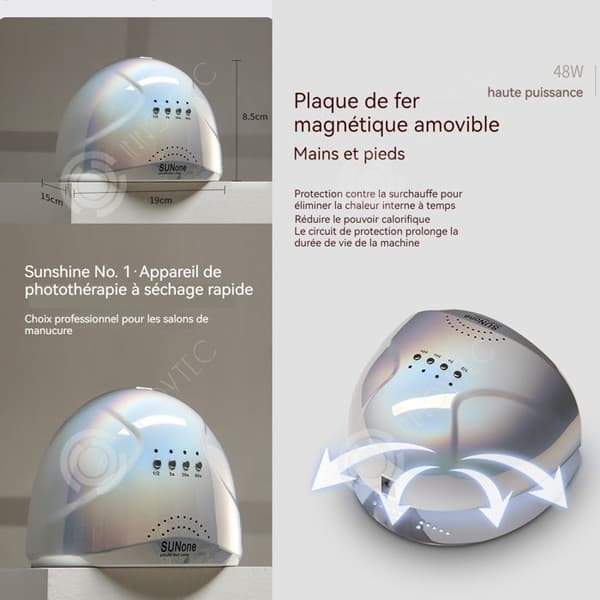 INN Nagellampa 15x19x8,5cm 30 lysdioder 24W/48W 3 nivåer Timer Intelligent avkänning Förhindra svarta händer UV-spiklampa