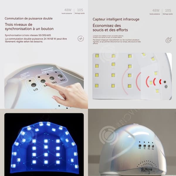 INN Nagellampa 15x19x8,5cm 30 lysdioder 24W/48W 3 nivåer Timer Intelligent avkänning Förhindra svarta händer UV-spiklampa