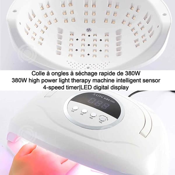 INN Nagellampa 23x20x10,5cm 74 LED 380w 4 Nivåer Timer Intelligent Sensing Förhindra svarta händer UV-lampa Nagelgel