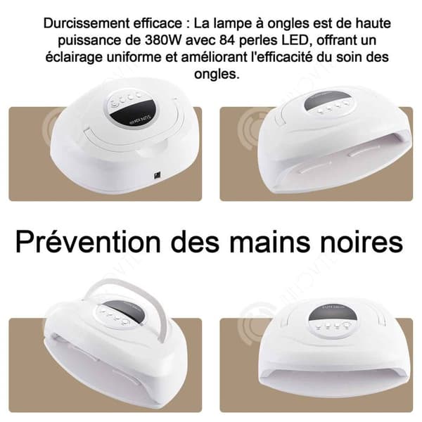 INN Nagellampa 23x20x10,5cm 74 LED 380w 4 Nivåer Timer Intelligent Sensing Förhindra svarta händer UV-lampa Nagelgel