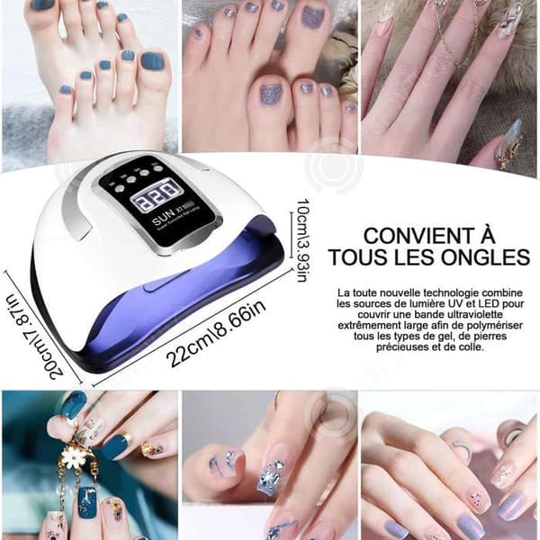 INN Nagellampa 23x20x10,5cm 72 LED 320w 4 Nivåer Timer Intelligent Sensing Förhindra svarta händer UV-lampa Nagelgel