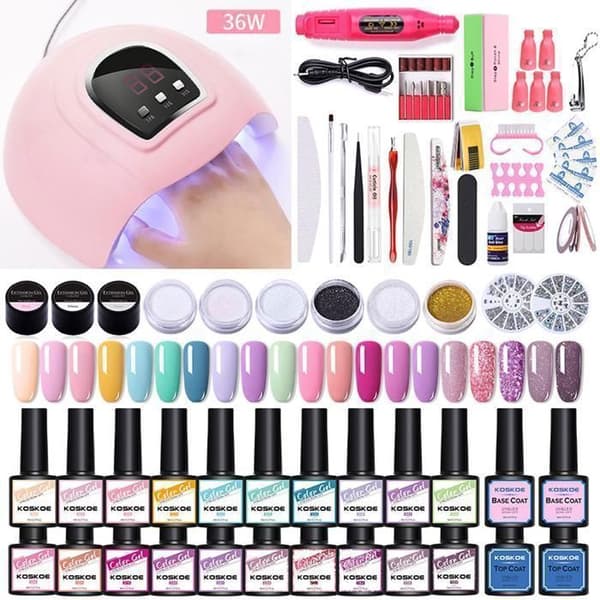 Gel nagellackset - INN® - 36W - 54 delar - LED-lampa - Tyst elektrisk fil