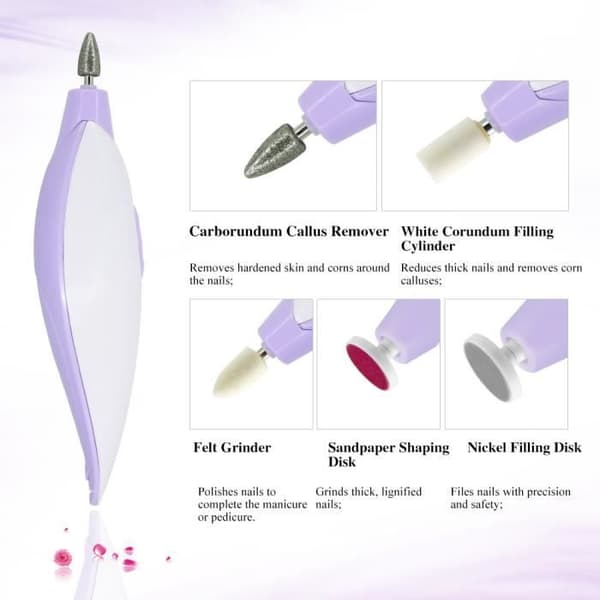 TOUCHBeauty® TB-1039 5-IN-1 elektrisk manikyr/pedikyrset för kvinnor Nagelfilning och polering med 2 hastighetsnivåer