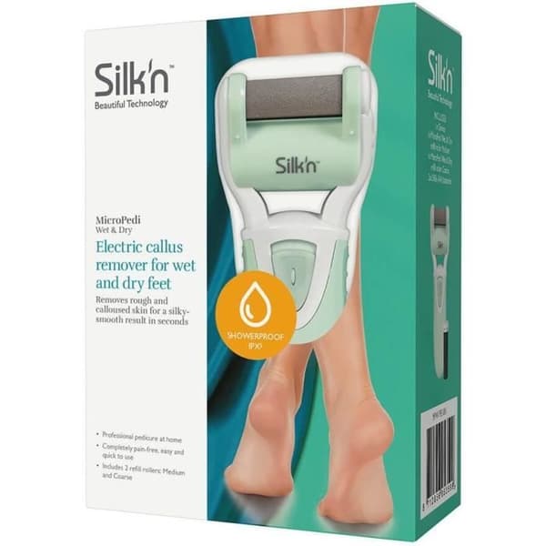 SILK'N MicroPedi våd & tør vandtæt elektrisk hård hudfjerner med 2 ruller inkluderet